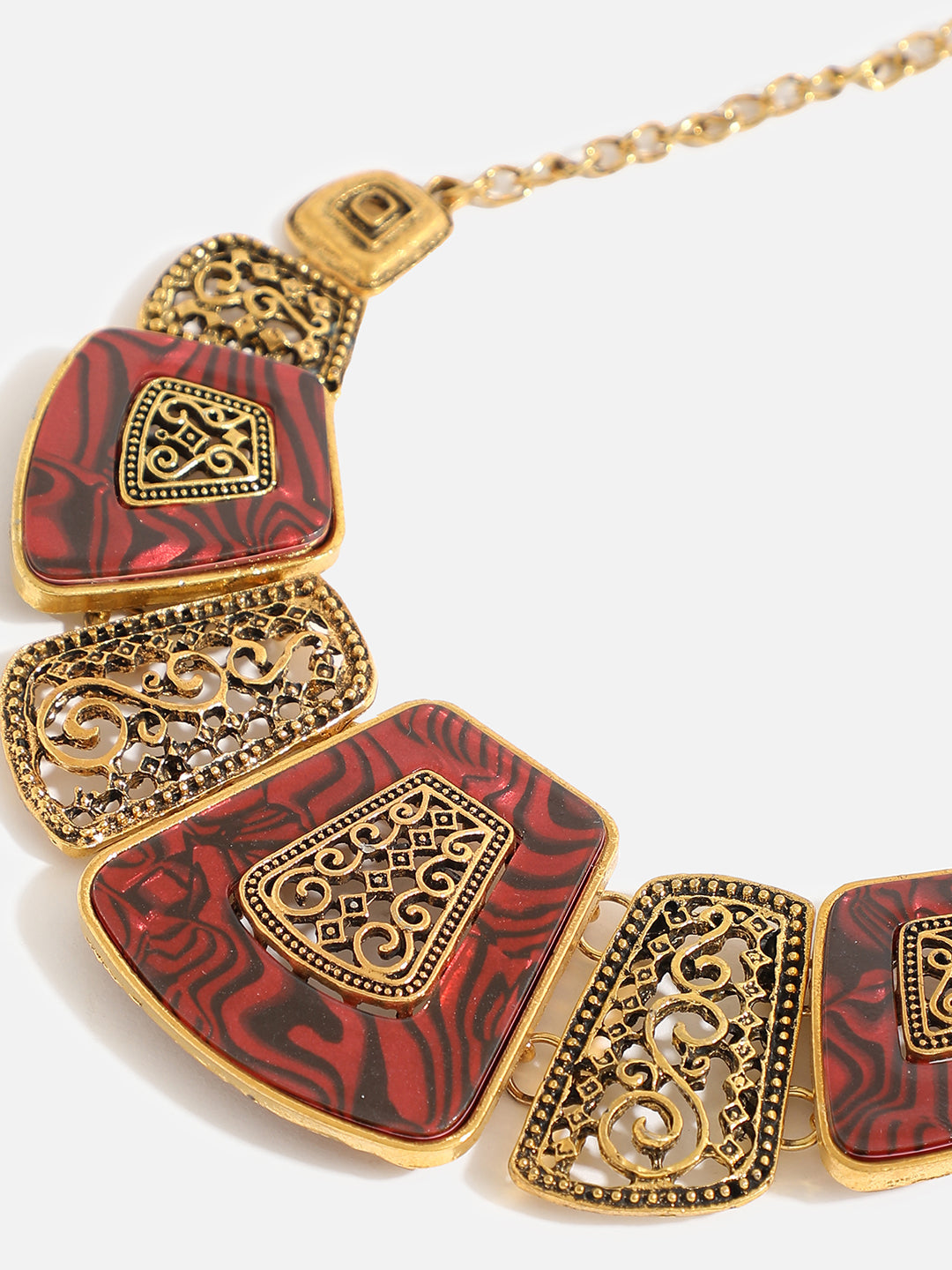 GOLD PLATED RED STONE DESIGNER NECKLACE FOR WOMEN