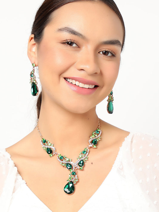 SOHI GREEN STONES JEWELLERY SET