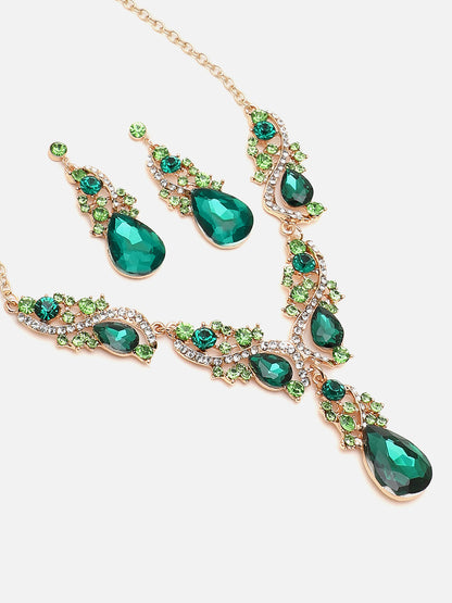 SOHI GREEN STONES JEWELLERY SET