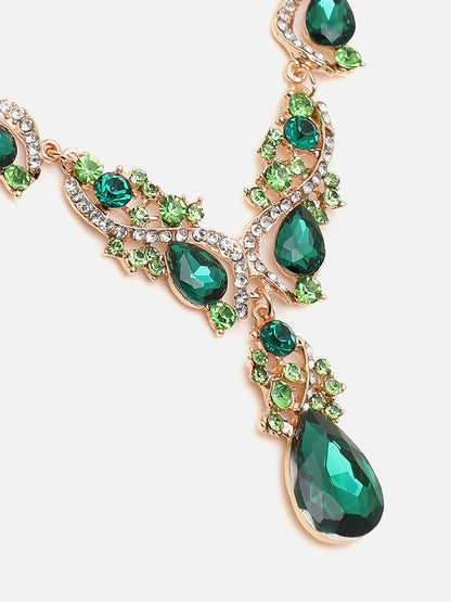 SOHI GREEN STONES JEWELLERY SET