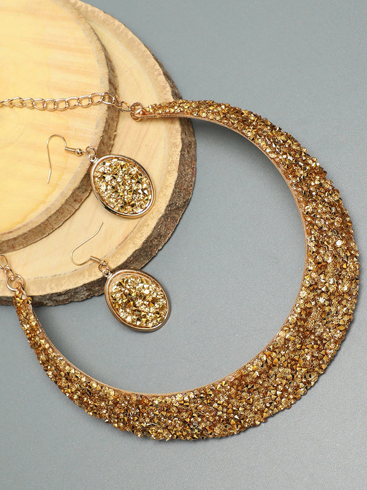 SOHI GOLD PLATED STONES JEWELLERY SET
