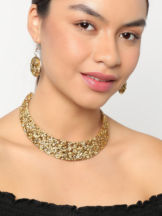 SOHI GOLD PLATED STONES JEWELLERY SET