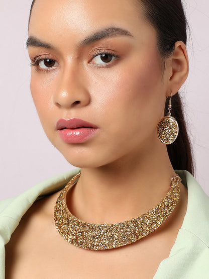 SOHI GOLD PLATED STONES JEWELLERY SET