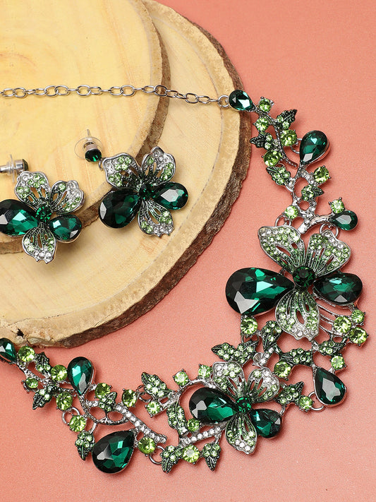 SOHI GREEN STONES JEWELLERY SET