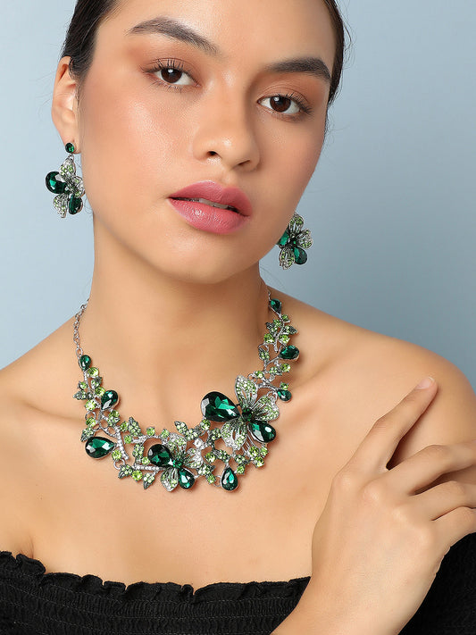 SOHI GREEN STONES JEWELLERY SET
