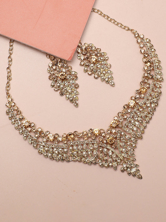 SOHI GOLD PLATED STONES JEWELLERY SET