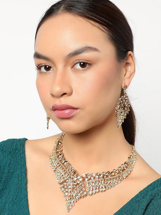 SOHI GOLD PLATED STONES JEWELLERY SET