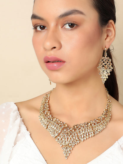 SOHI GOLD PLATED STONES JEWELLERY SET