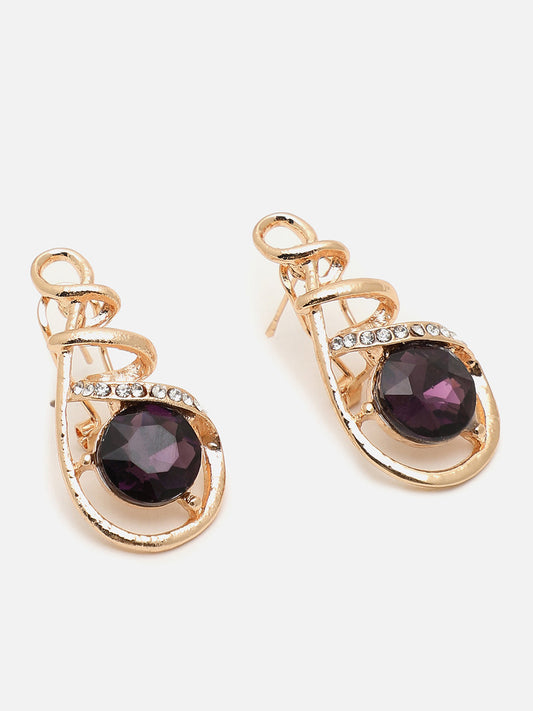 SOHI GOLD PLATED PURPLE STONES JEWELLERY SET