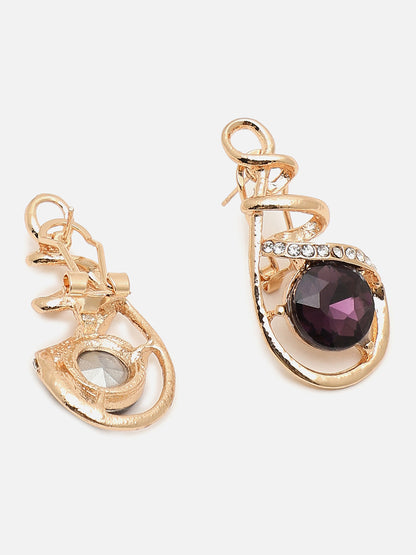 SOHI GOLD PLATED PURPLE STONES JEWELLERY SET