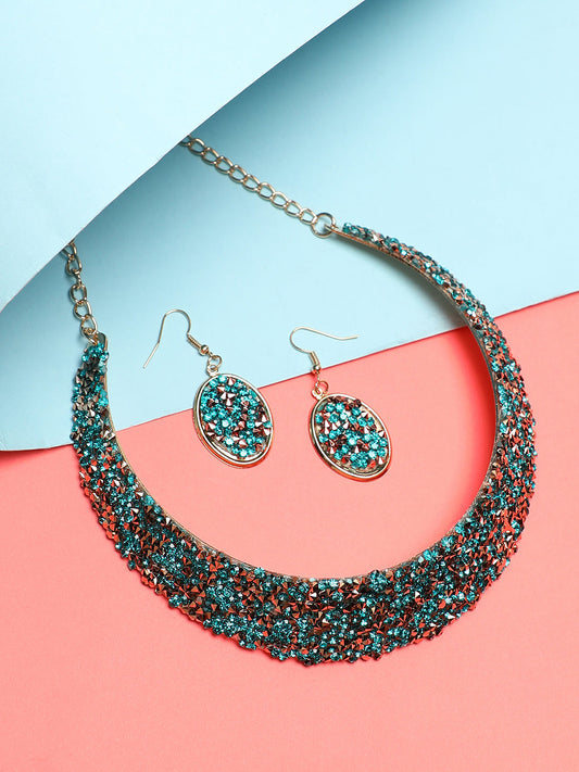 SOHI GREEN STONES JEWELLERY SET