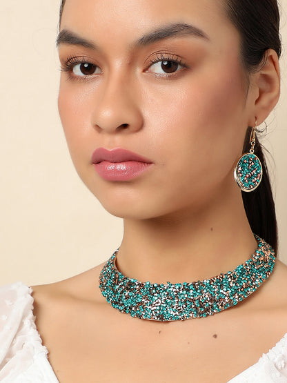 SOHI GREEN STONES JEWELLERY SET