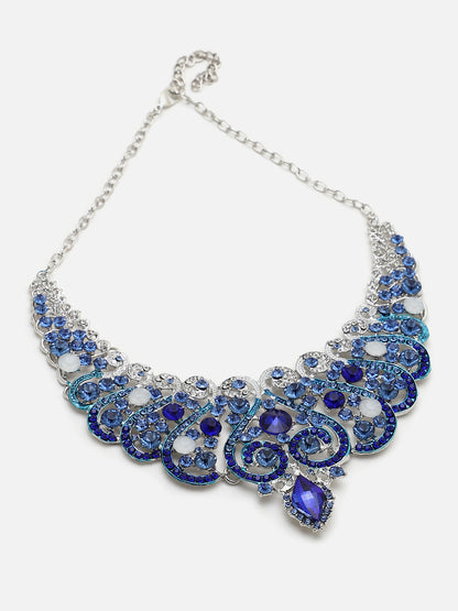 SOHI BLUE STONES NECKLACE & EARRING SET