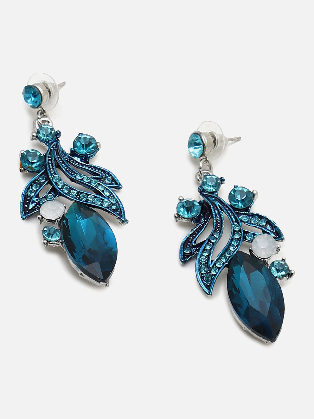 SOHI BLUE STONES NECKLACE & EARRING SET