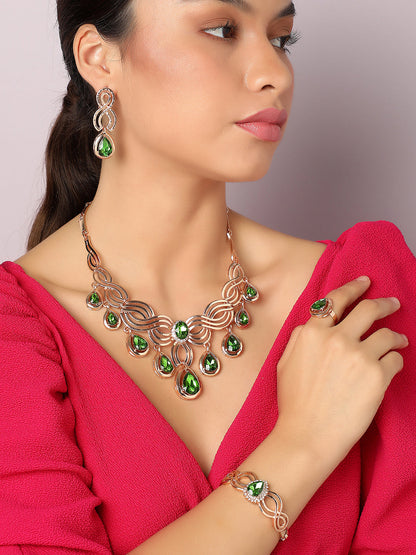 SOHI GREEN STONES JEWELLERY SET