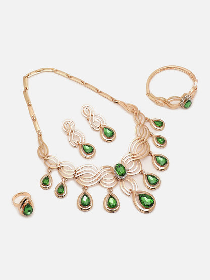 SOHI GREEN STONES JEWELLERY SET