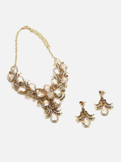 SOHI GOLD STONES NECKLACE & EARRINGS SET