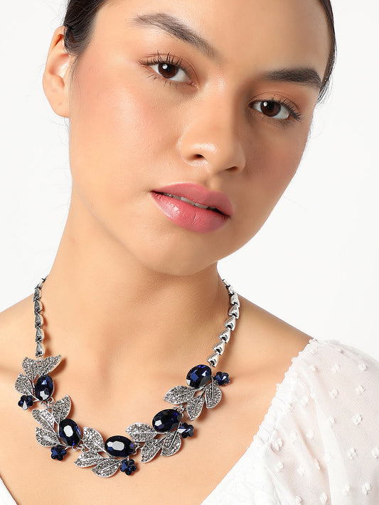 SOHI SILVER PLATED BLUE STONE NECKLACE