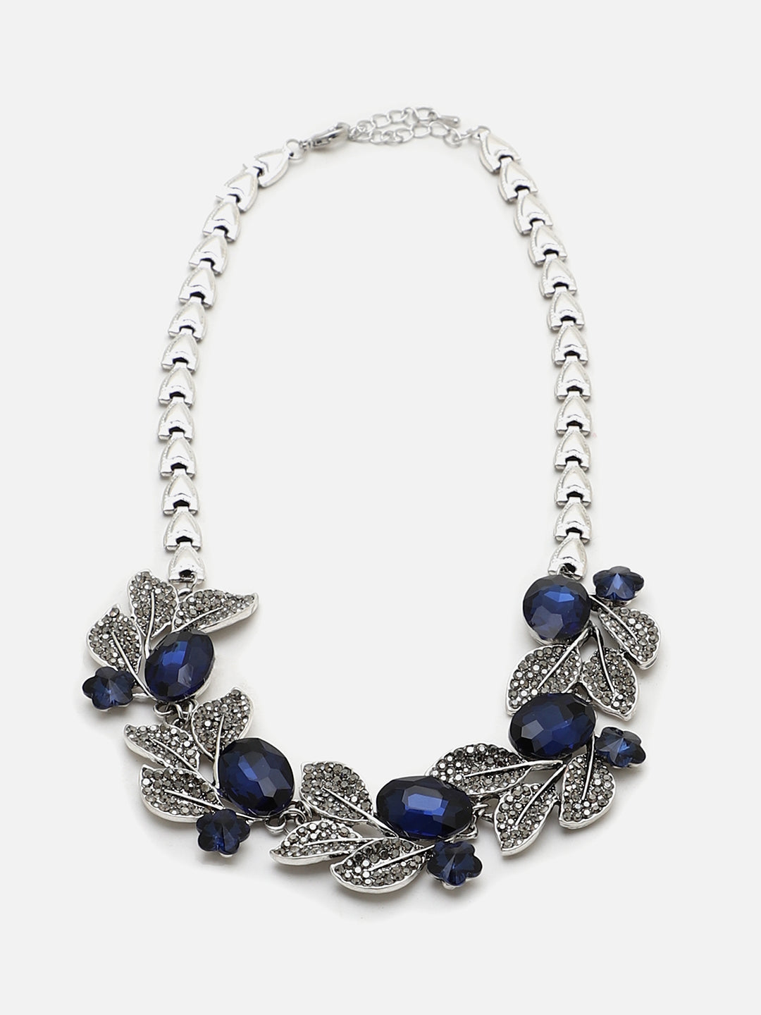 SOHI SILVER PLATED BLUE STONE NECKLACE