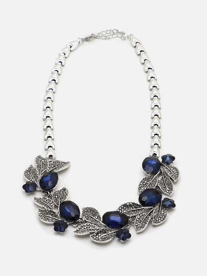 SOHI SILVER PLATED BLUE STONE NECKLACE