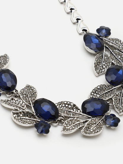 SOHI SILVER PLATED BLUE STONE NECKLACE