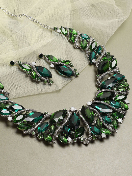 SOHI GREEN STONES JEWELLERY SET