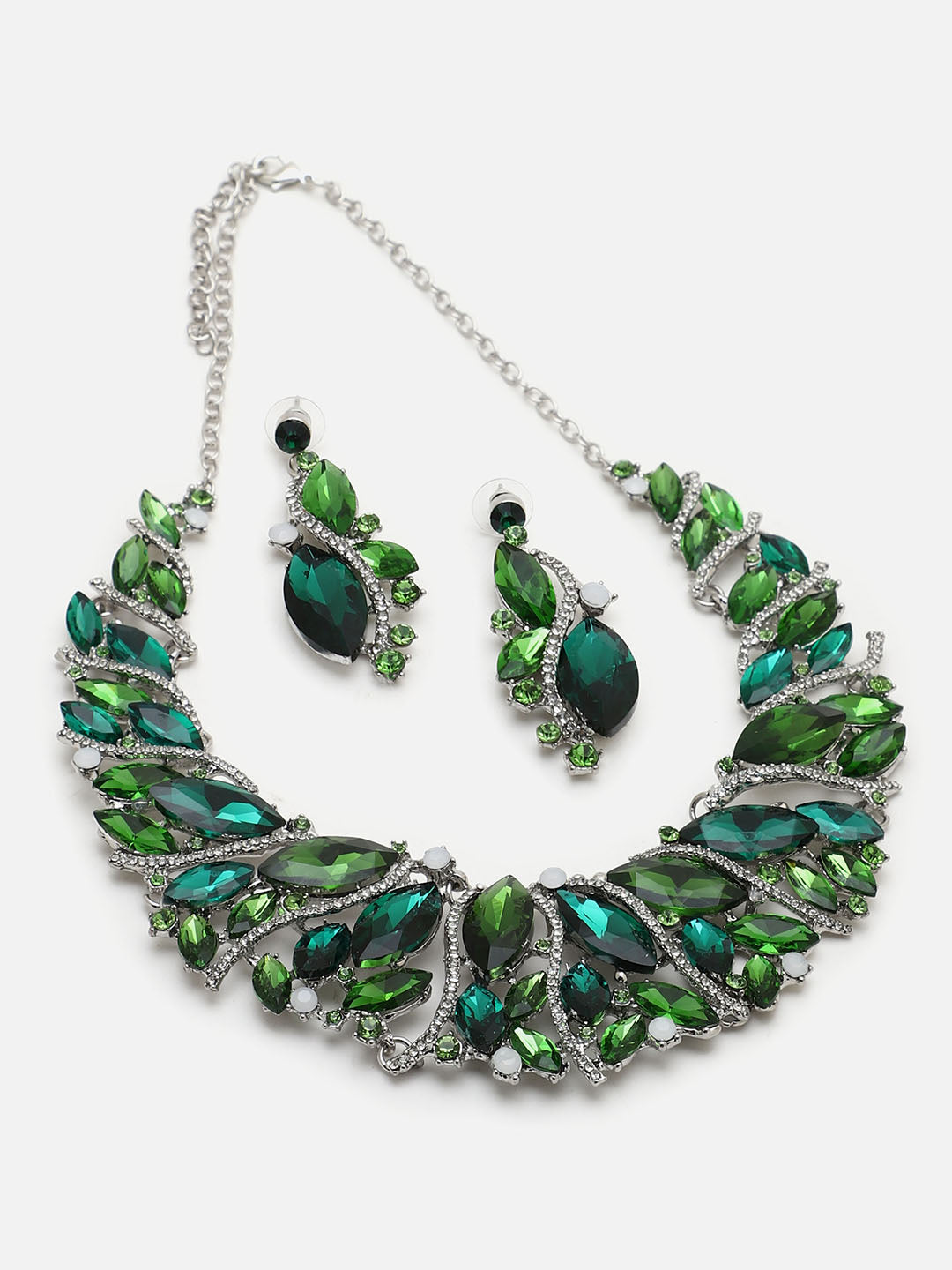 SOHI GREEN STONES JEWELLERY SET