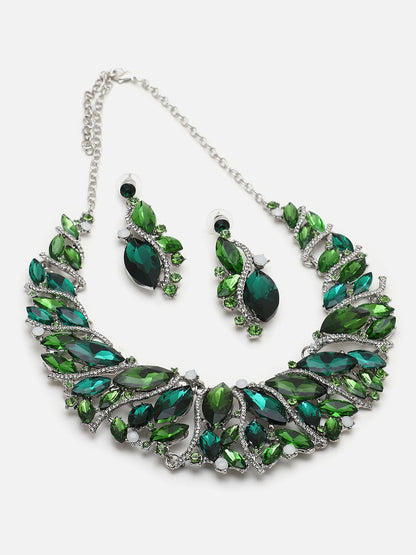 SOHI GREEN STONES JEWELLERY SET