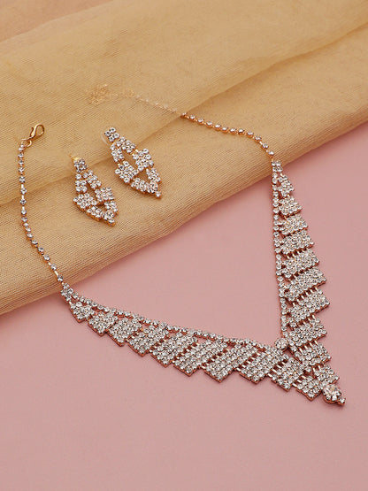 Gold Plated Party Designer Stone Necklace and Earring Set For Women
