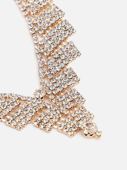 Gold Plated Party Designer Stone Necklace and Earring Set For Women