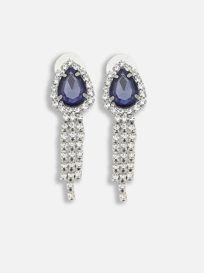 Silver Plated Party Designer Stone Necklace and Earring Set For Women