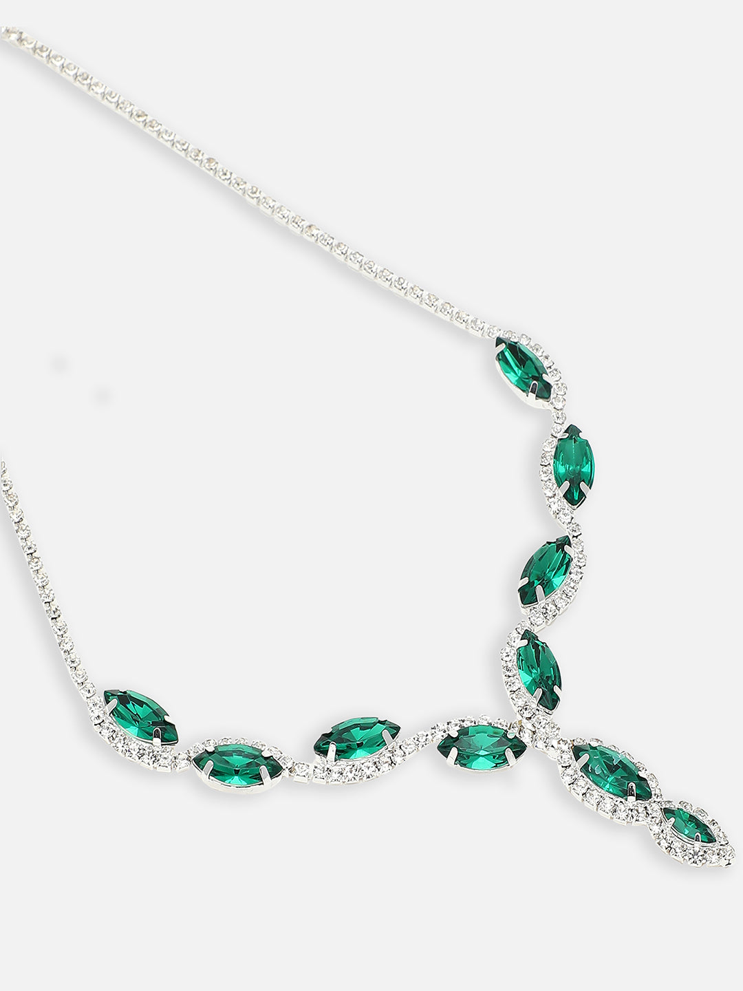 Silver Plated Party Designer Stone Necklace and Earring Set For Women