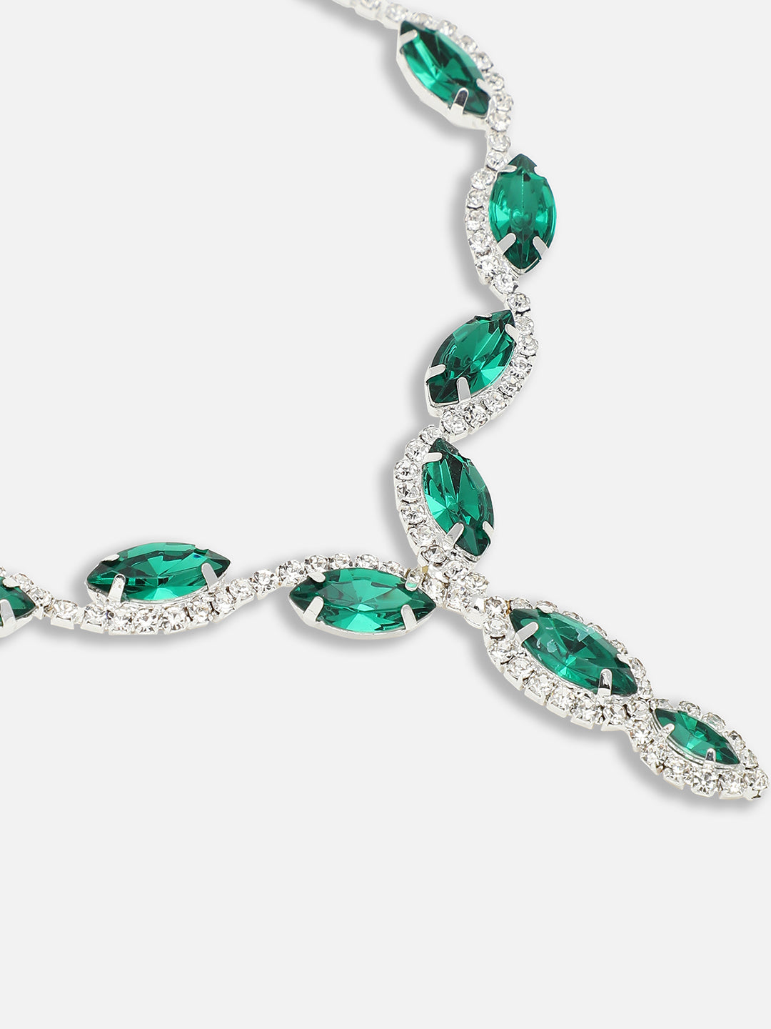 Silver Plated Party Designer Stone Necklace and Earring Set For Women