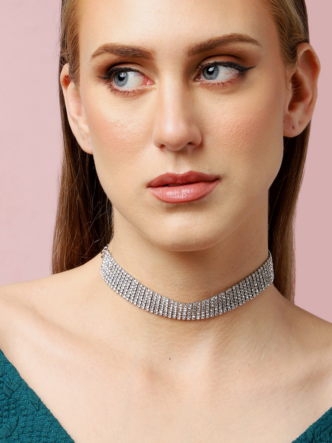 Silver Plated Party Designer Stone Necklace For Women
