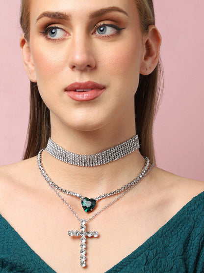 Silver Plated Party Designer Stone Necklace For Women