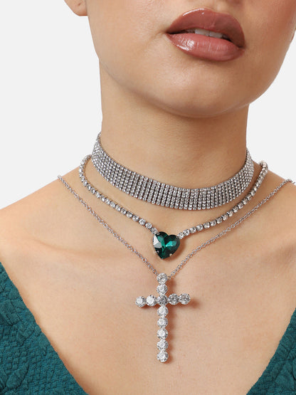 Silver Plated Party Designer Stone Necklace For Women