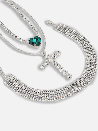 Silver Plated Party Designer Stone Necklace For Women