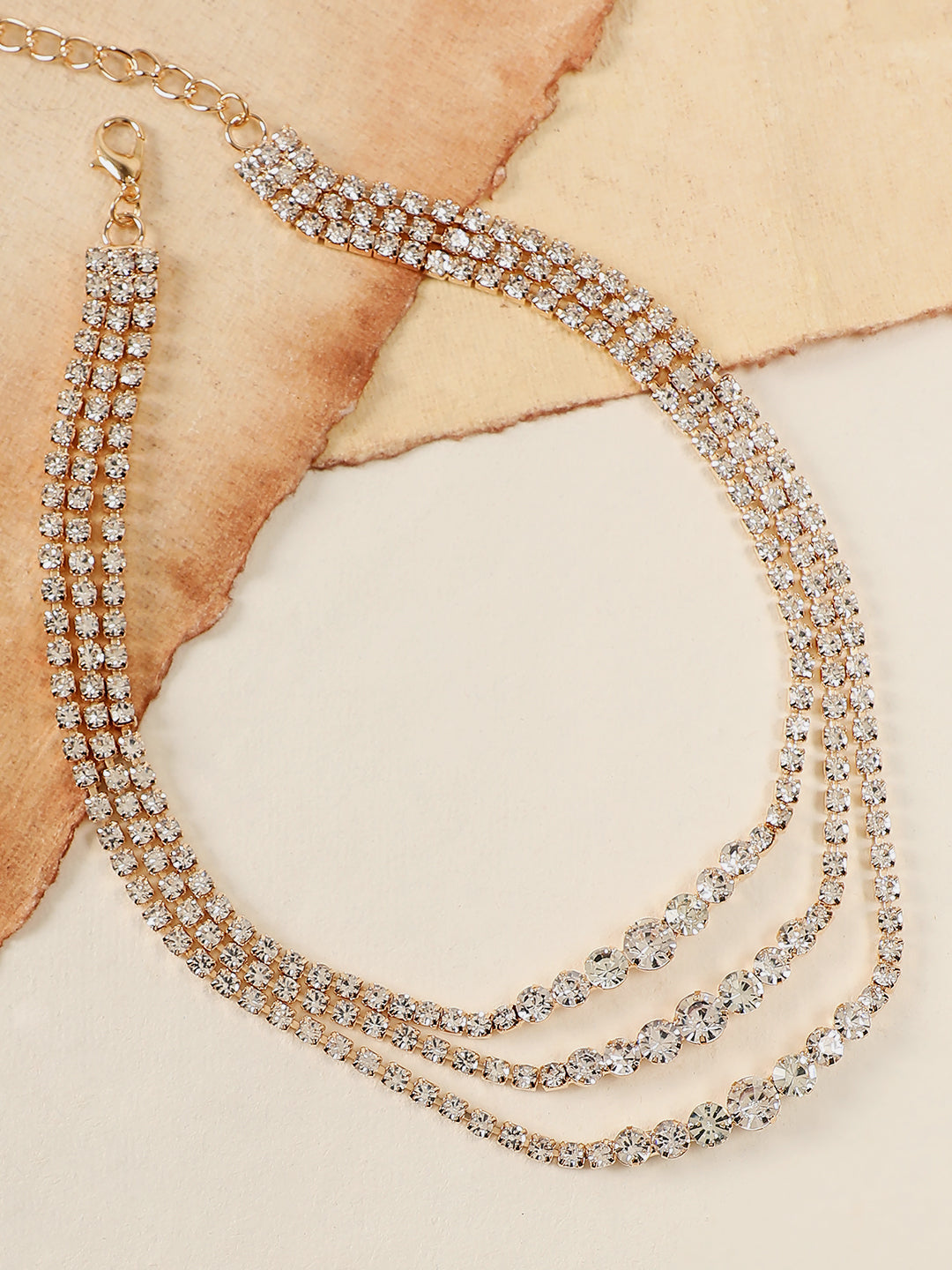 Gold-Plated American Diamond Minimalist  Necklace