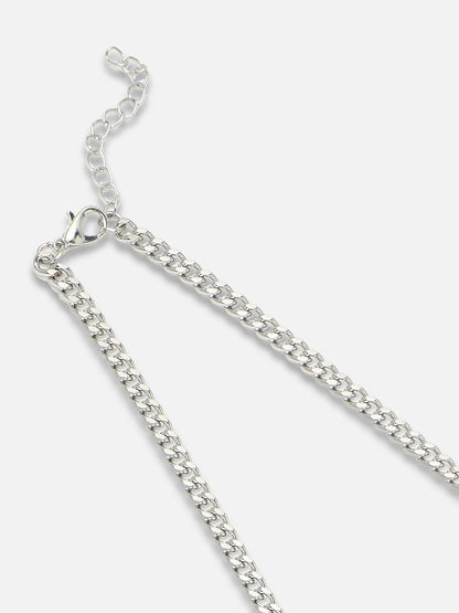 SILVER PLATED PARTY DESIGNER STONE NECKLACE FOR WOMEN