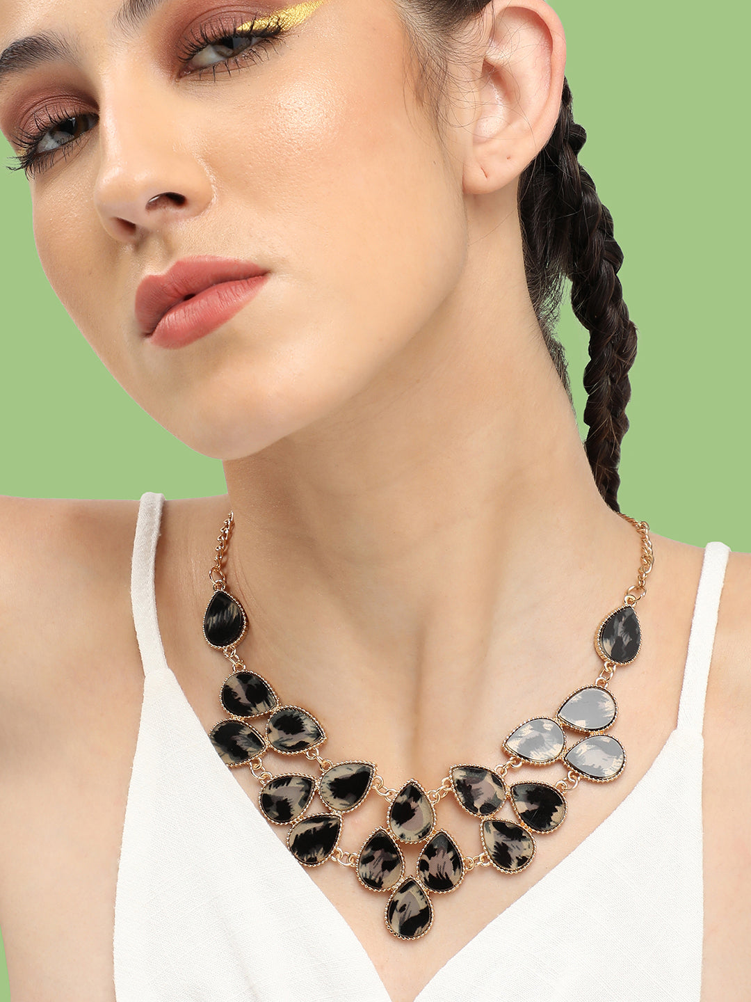 Gold Plated Party Designer Stone Necklace For Women