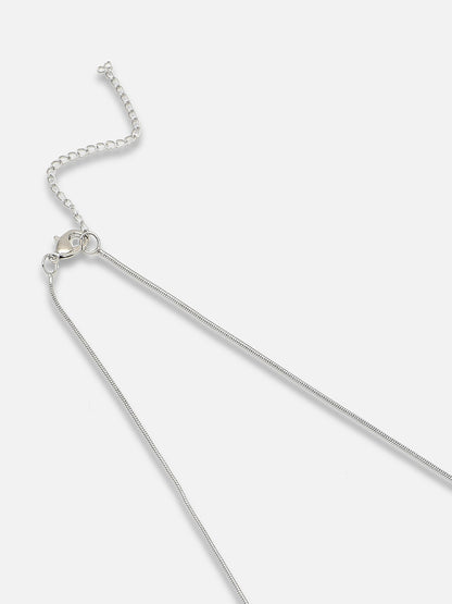 SILVER PLATED PARTY DESIGNER STONE NECKLACE AND EARRING SET FOR WOMEN