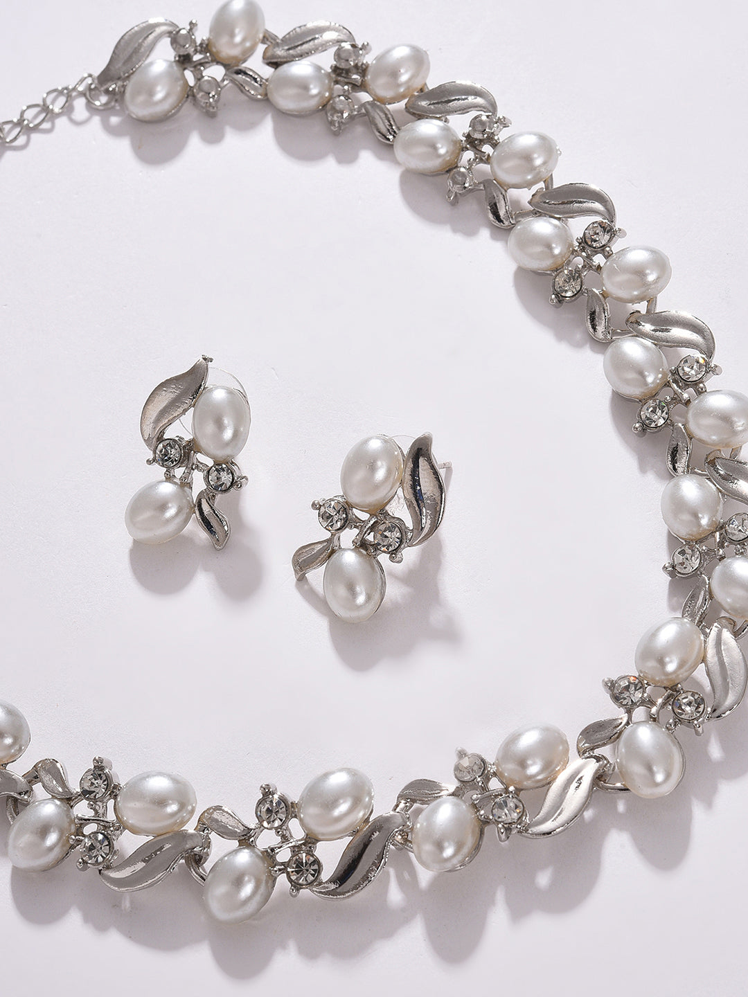 PACK OF 3 SILVER PLATED PEARLS NECKLACE AND EARRING SET