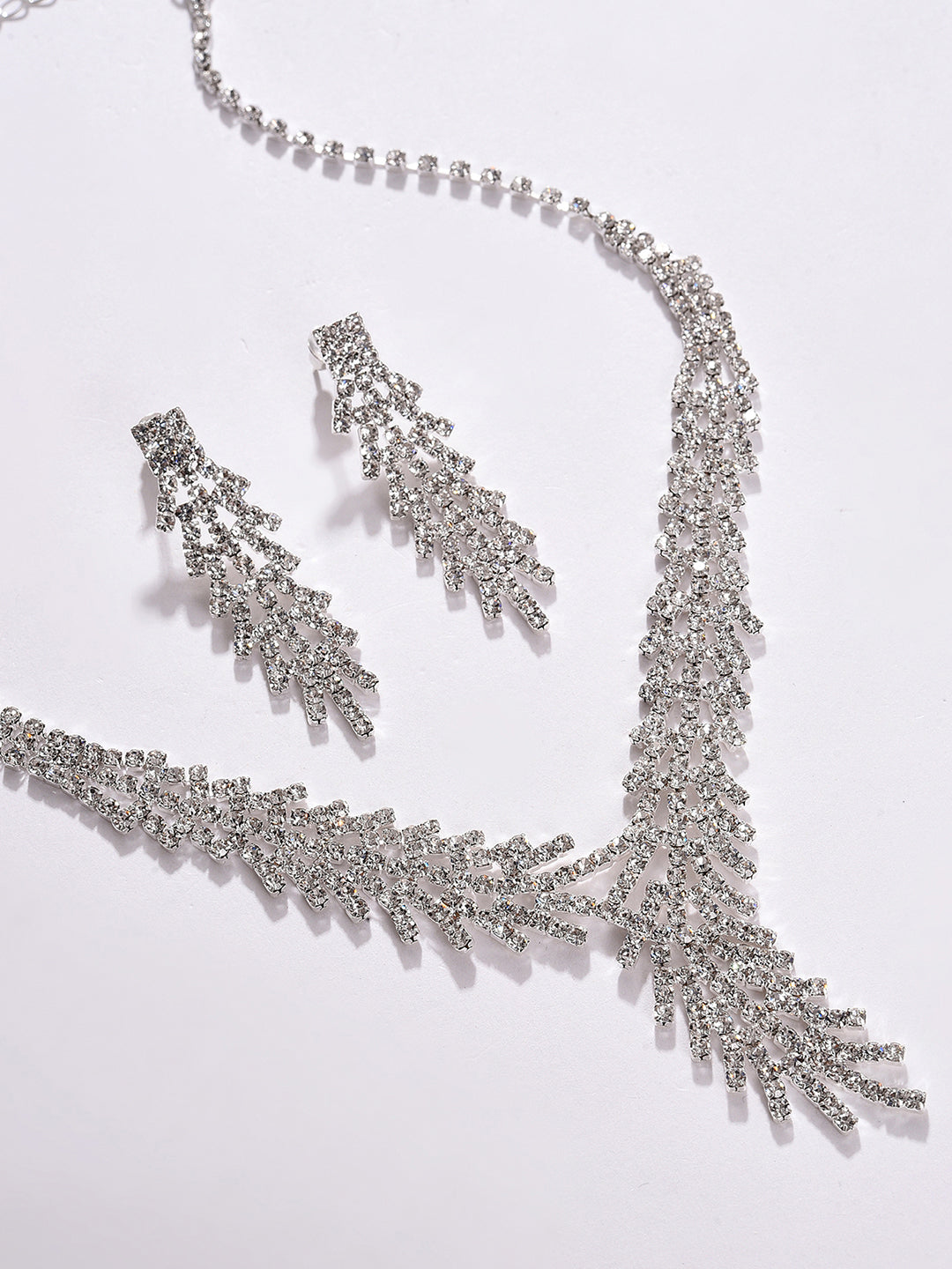 PACK OF 3 SILVER PLATED AMERICAN DIAMOND NECKLACE AND EARRING SET