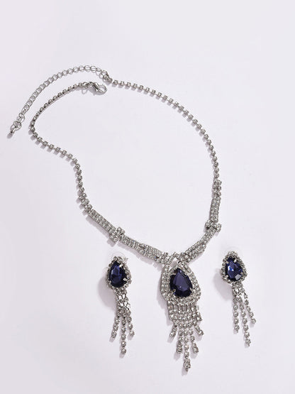 PACK OF 3 SILVER PLATED AMERICAN DIAMOND NECKLACE AND EARRING SET