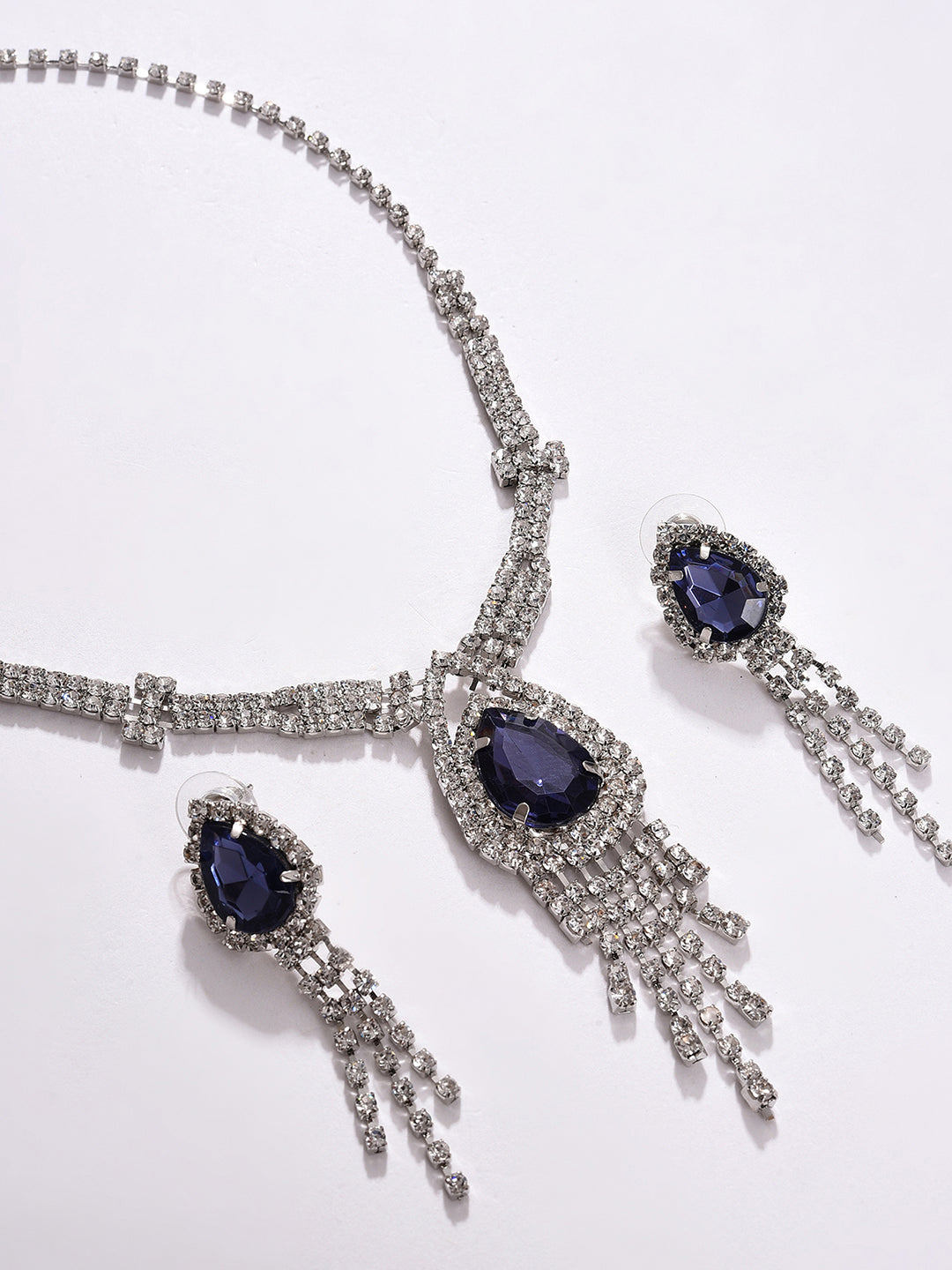 PACK OF 3 SILVER PLATED AMERICAN DIAMOND NECKLACE AND EARRING SET