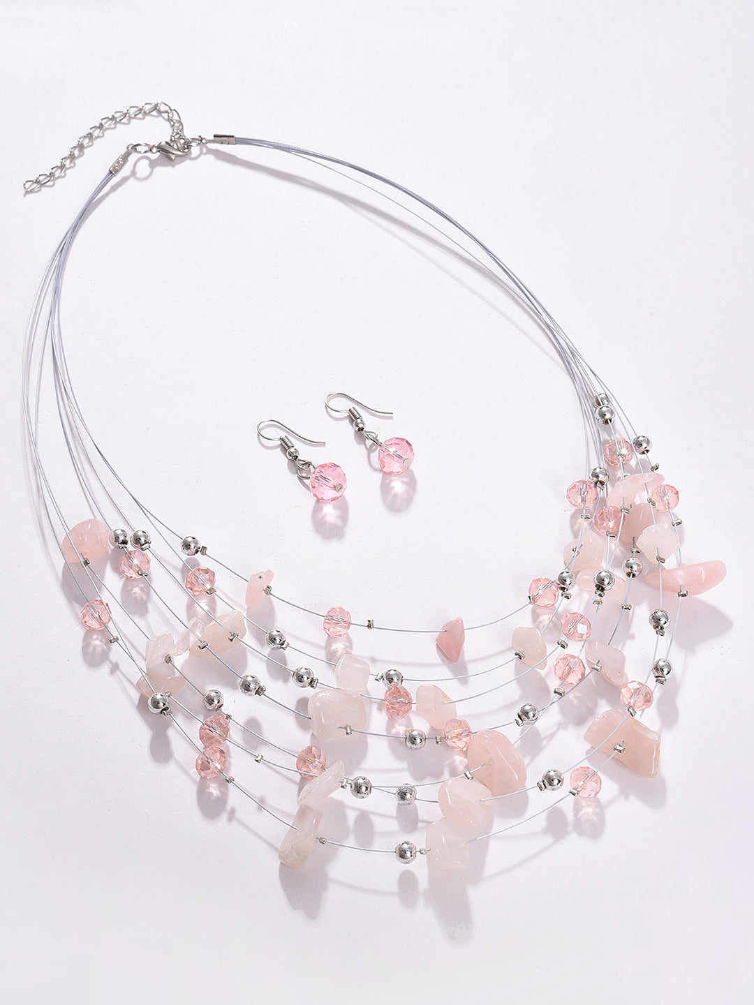 PACK OF 3 SILVER PLATED DESIGNER STONE NECKLACE AND EARRING SET