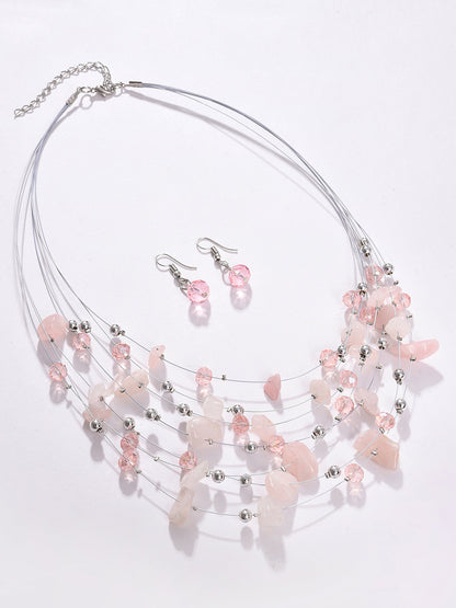 PACK OF 3 SILVER PLATED DESIGNER STONE NECKLACE AND EARRING SET