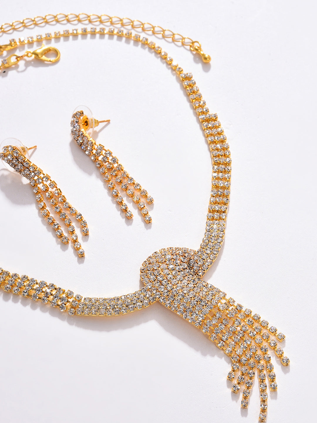 PACK OF 3 GOLD PLATED AMERICAN DIAMOND NECKLACE AND EARRING SET