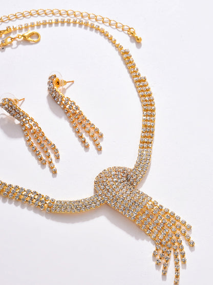 PACK OF 3 GOLD PLATED AMERICAN DIAMOND NECKLACE AND EARRING SET