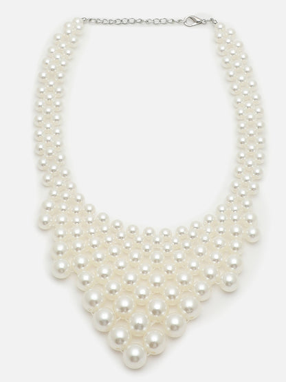 GOLD PLATEDPEARL CHOKER NECKLACE WITH EARRINGS FOR WOMEN AND GIRLS